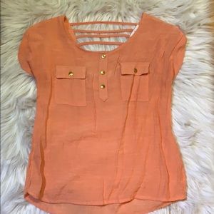 SOLD!! Mine peach cap sleeve top Size S